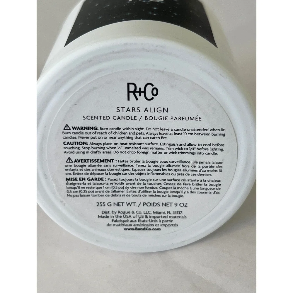 R+Co Stars Align Scented Candle 9oz White Glass Jar Celestial Home Fragrance HTF